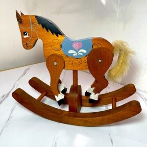 Vintage Handmade Room Wood Accent Rocking Horse Perfect for Nursing Room